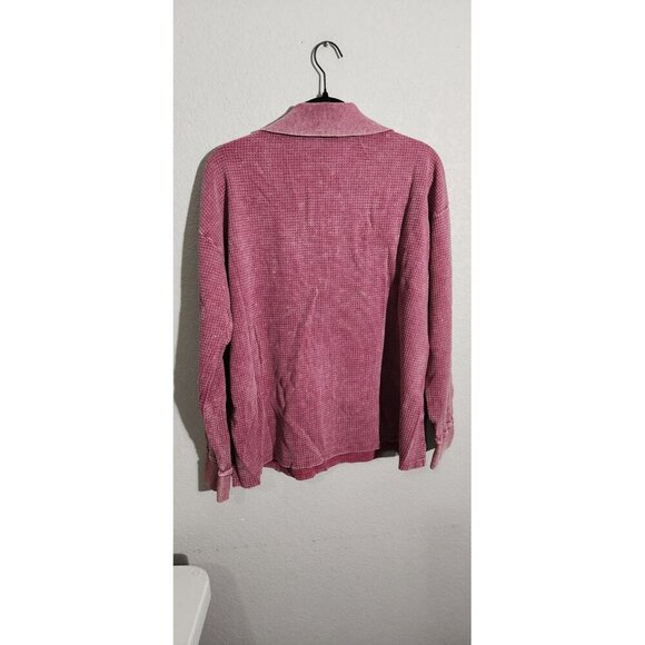 Grace & Lace Sweater Womens Large Pink Waffle Knit Half Zip Pullover Cotton NWT - Picture 7 of 12
